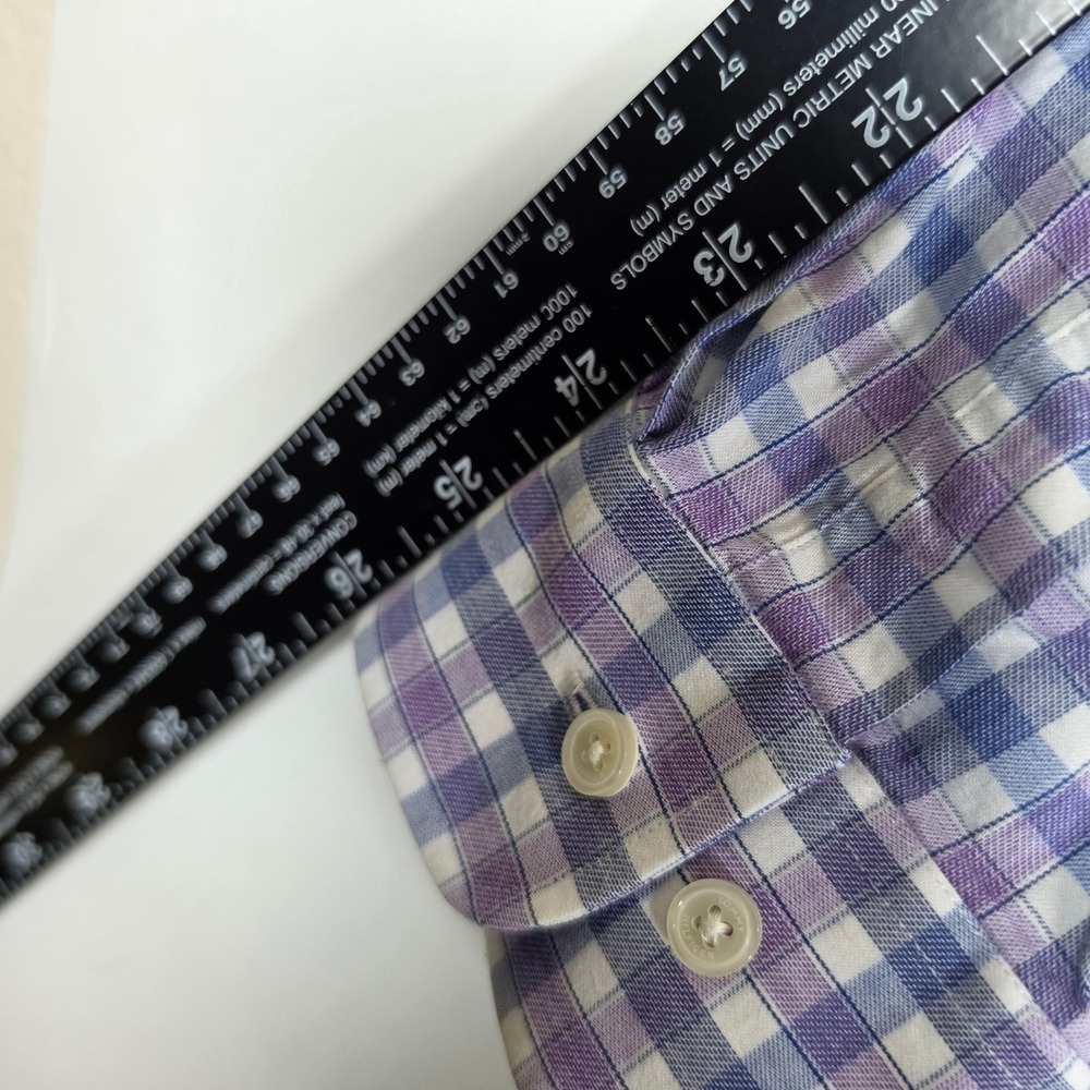 Tommy Hilfiger Mens Slim Fit Stretch Gingham Button Down Shirt Purple Blue XL 17 - Picture 7 of 8